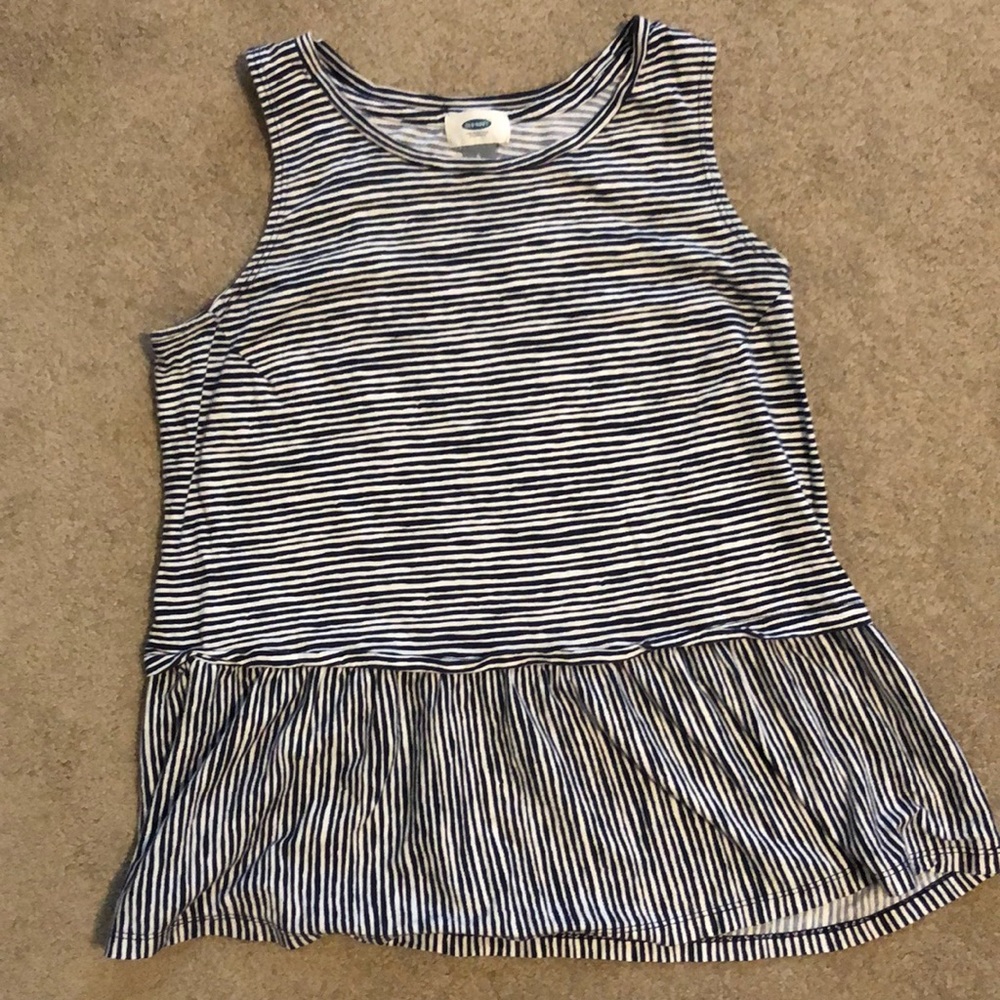 Navy/white peplum cotton top. Very good condition